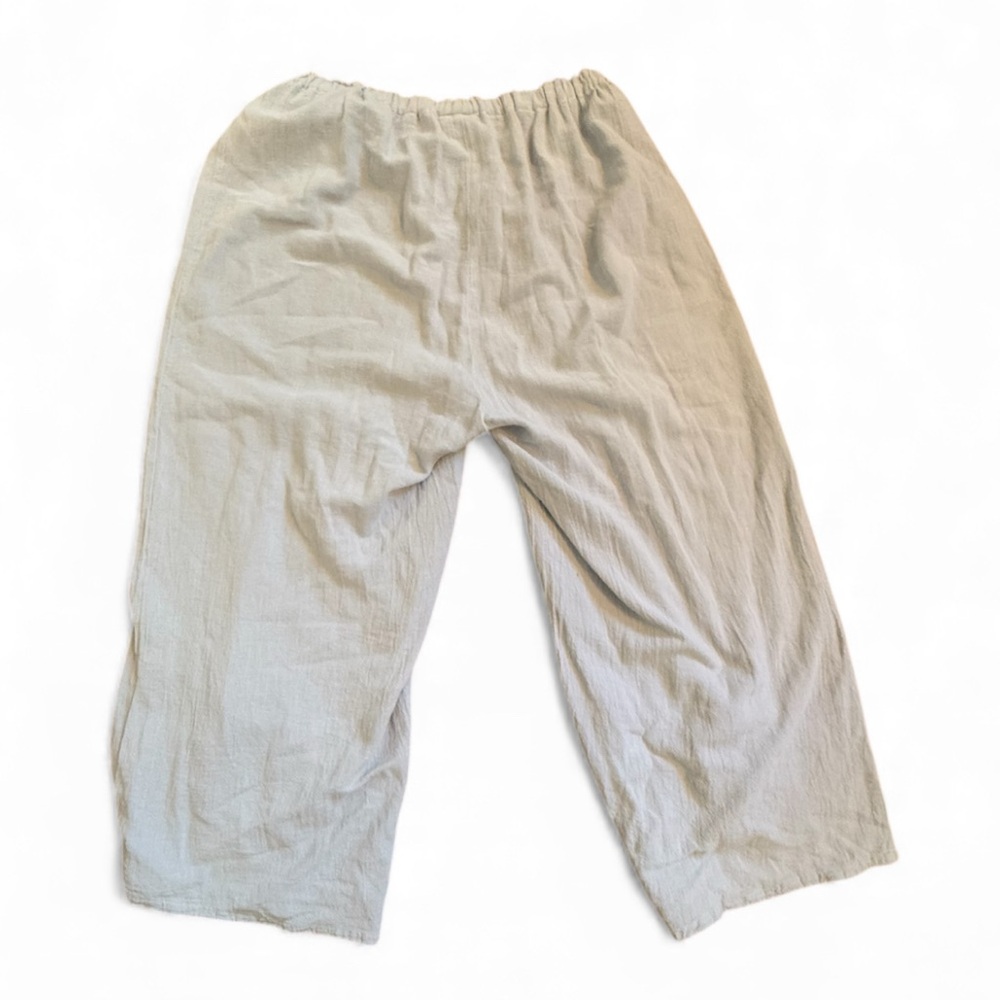 Oh My Gauze! Neutral Light Gray Periwinkle Wide Leg Cropped Pants